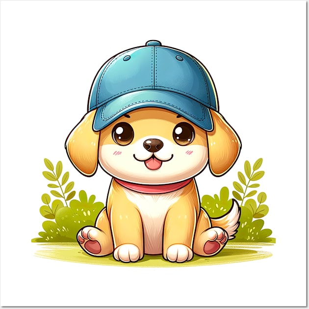 Cute Dog Puppy Illustration Wall Art by unrealartwork